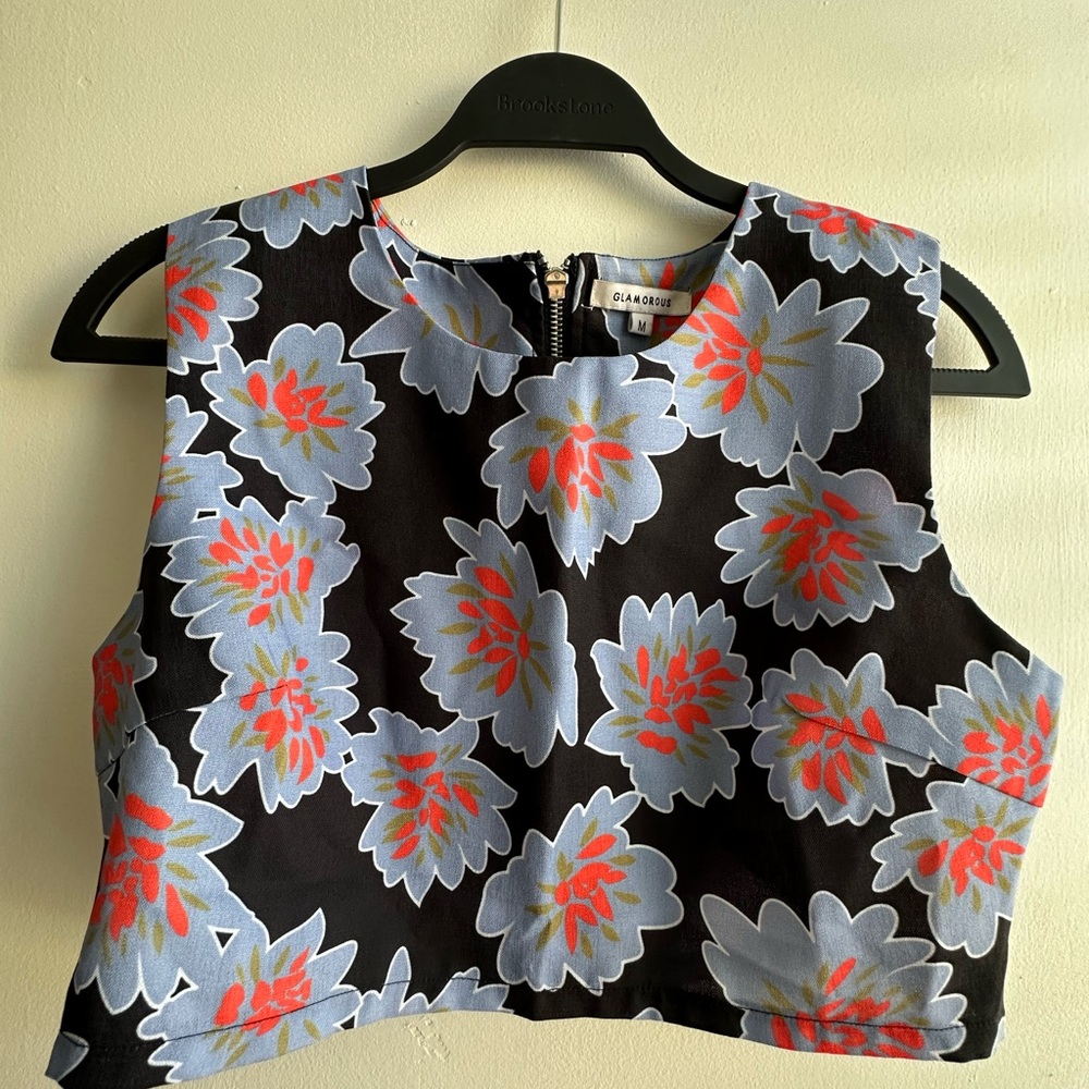 Black Floral Women's Crop Top